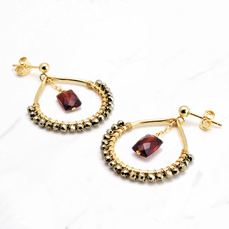 マロンフープピアス（ガーネット） サブ画像