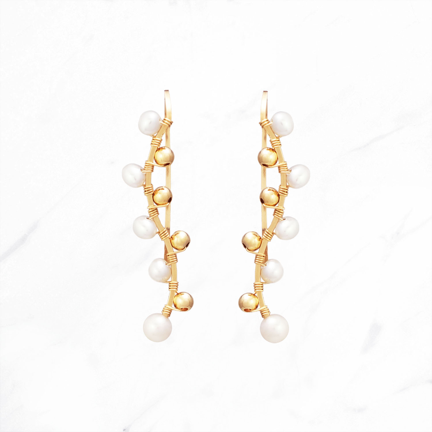 ウェーブクリップピアス(パールMIX) | NATURALI JEWELRY